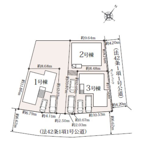 富士見市諏訪２丁目の新築一戸建の区画図|駐車スペース2台分！セカンドカーや来客用にも◎
