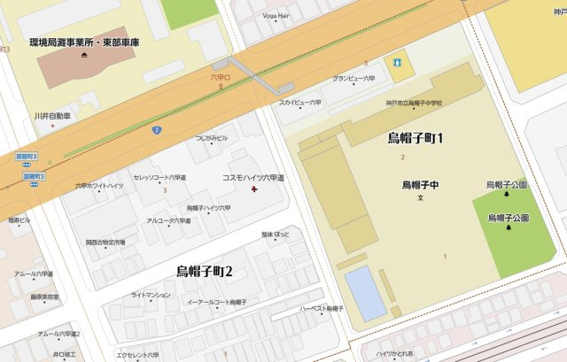 コスモハイツ六甲道の地図