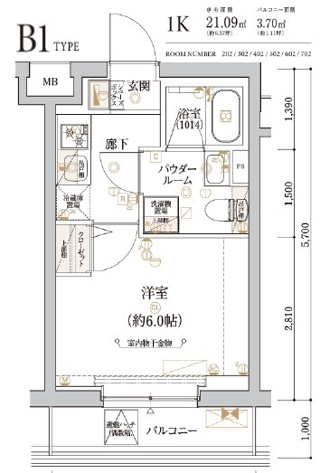 ECREDE横濱吉野町の間取り