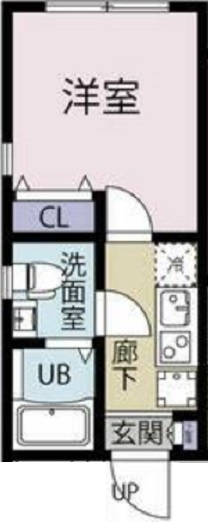 WINDSウインズ蒲田の間取り|間取り　角部屋の1Kバストイレ別独立洗面台