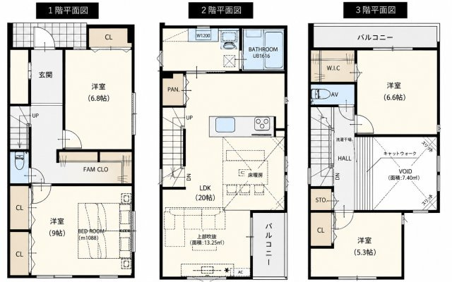 武蔵野市境2丁目 中央線 武蔵境駅 新築戸建の間取り