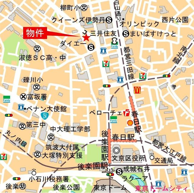 ボヌール小石川αの地図