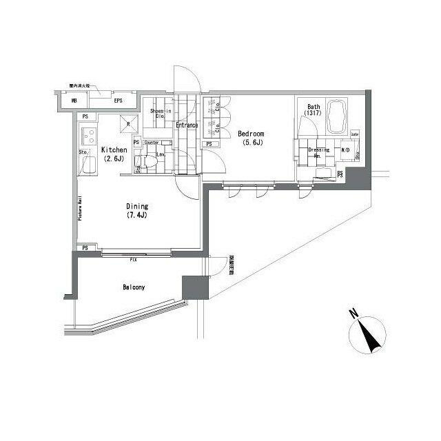 横浜市中区石川町２丁目の賃貸マンションの間取り