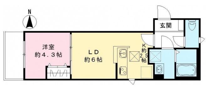 Aoakuaアオアクアの間取り|間取り　西向きバルコニー南西角部屋の1LDK