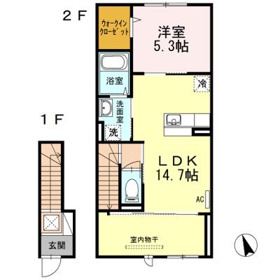 【区画図】 | D-ROOM柳井　1LDKTSW