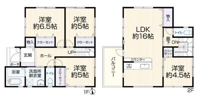 【間取り】 | 東大阪市高井田中1丁目 | 【全洋室4LDK＋駐車スペース】室内クロス貼替え後のお引渡し☆（2026年10月上旬完了予定）全居室収納付き♪TVモニターホン完備☆トイレ2ヶ所♪2年間の安心保証付きです☆（建物の主要部位）