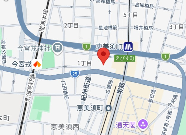 大阪市浪速区恵美須西１丁目の賃貸マンションの地図
