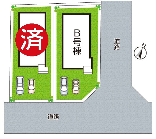 ●12(土)13(日)現地説明会！　生駒市真弓　新築一戸建ての区画図|全2区画