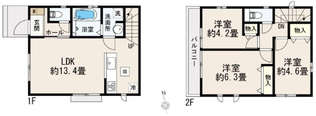 小平市仲町32番 西武新宿線 小平駅 新築戸建の間取り