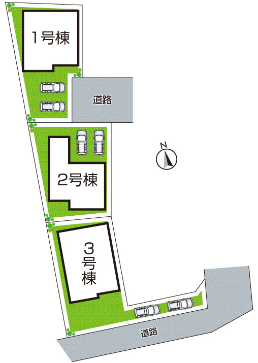 ●天理市平等坊町　新築一戸建ての区画図|全３区画
