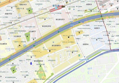 神戸市灘区新在家南町2丁目　中古戸建の前面道路含む現地写真