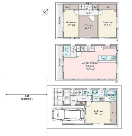 神戸市灘区新在家南町2丁目　中古戸建の間取り
