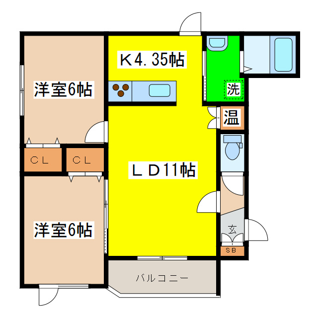 アビタ２２フェライン鳥取の間取り