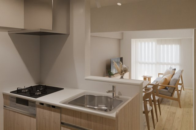 エバーグリーン第2住吉のキッチン|※画像は完成予想CGパースです。