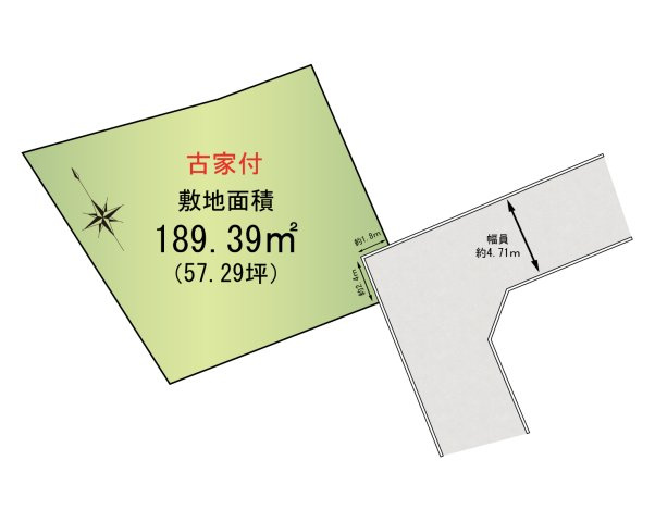 貝塚市王子　古家付き土地の区画図