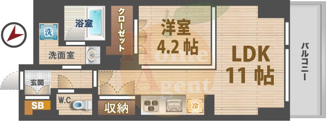 【間取り】 | フレシール阿佐ヶ谷 | 1LDKのお部屋。