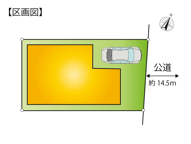 葛飾区奥戸9丁目オール電化売戸建の区画図|毎日の車の出し入れもスムーズ。使いやすさを追求した配置計画です。