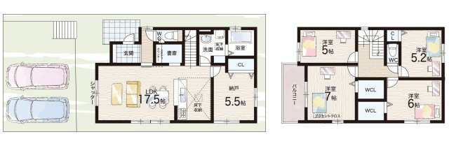 枚方市楠葉野田　第2期　新築一戸建ての間取り|1号地