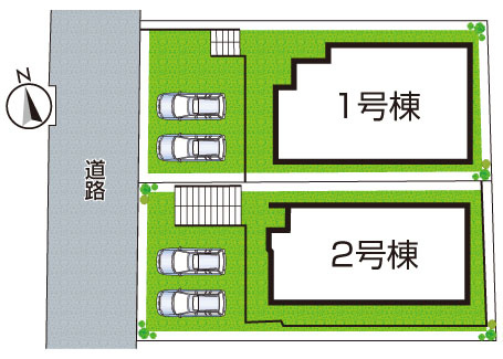 枚方市楠葉野田　第2期　新築一戸建ての区画図|全2区画