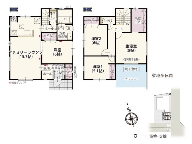 【間取り】 | 各居室に収納スペースを設けたお片付け上手な家。主寝室には約3帖のウォークインクローゼット。季節ものの収納にも便利です♪
