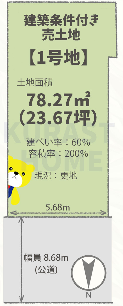京都市右京区西京極午塚町　建築条件付き土地