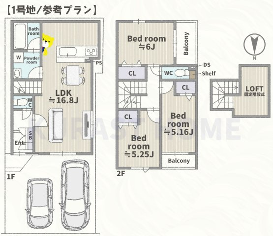 京都市右京区西京極午塚町　建築条件付き土地の参考プラン
