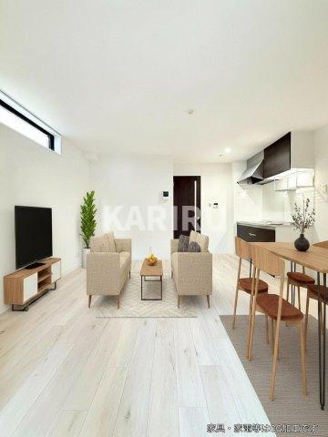 NAGAMORI新深江の居間・リビング|本画像はCGで作成しており、実際に現地に家具は置かれておりません。また、価格に家具は含まれておりません。