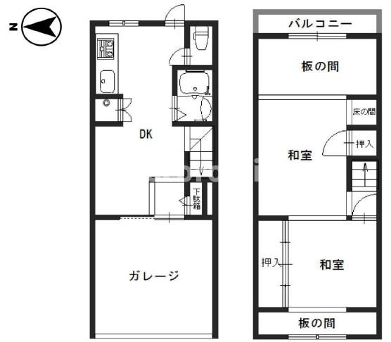 柳町車庫付きリノベテラスの区画図
