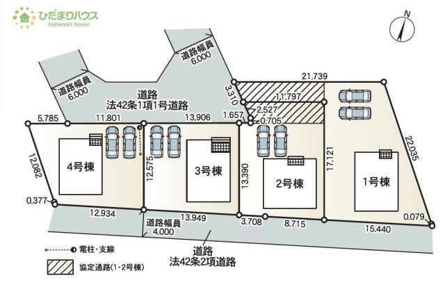 【区画図】 | 土浦市高岡第3　新築戸建　4号棟 | 急な来客時にも安心な、並列駐車2台まで可能です(^^♪
（3号棟）