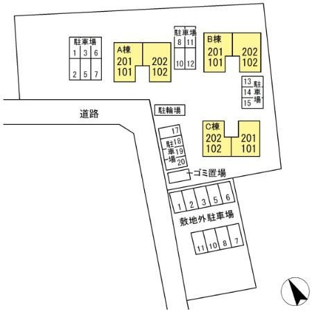 リビングタウン野田　ＡＢＣの区画図