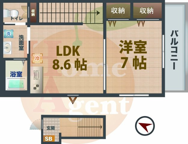 【間取り】 | MELLAS荻窪 | 1LDKのお部屋です。