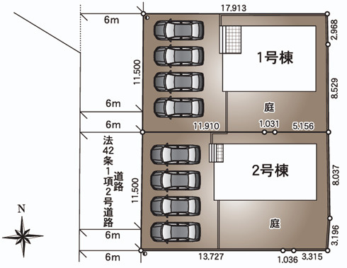 クレイドルガーデン／南区富合町大町第５／１号棟の区画図
