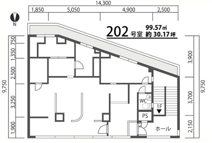 メロディーハイツ２階店舗の間取り