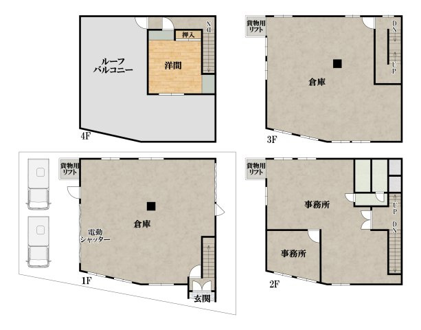 教興寺3丁目 中清店舗事務所 1棟貸しの間取り