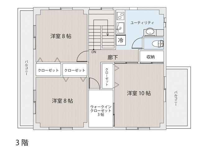 富士市松岡の中古一戸建|３階間取り図です。１０畳の居…