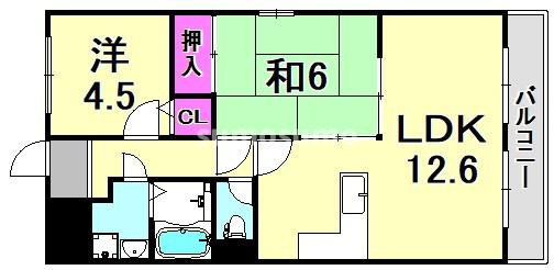 尼崎市上ノ島町３丁目の賃貸マンションの間取り