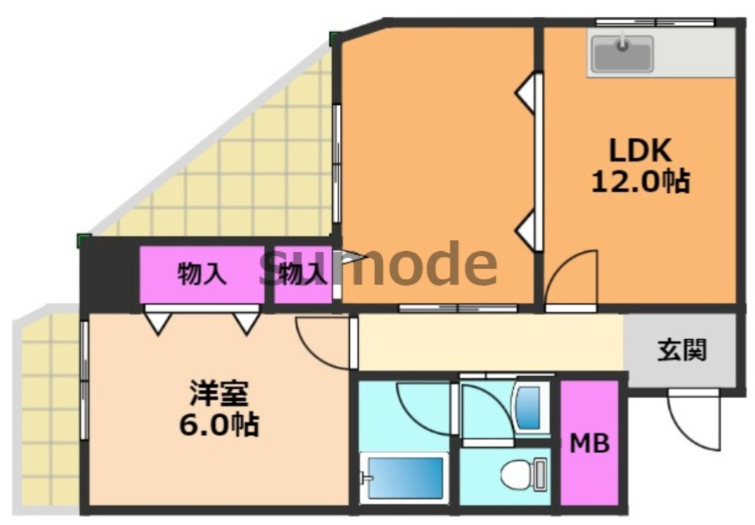 高槻市土室町の賃貸マンションの間取り