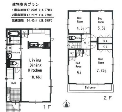 平塚市纒　売地の参考プラン