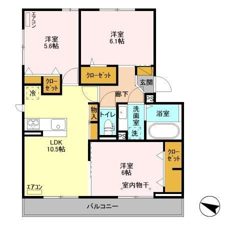 メルヴェイユおおたかの森Ⅱの間取り