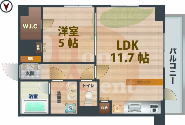 【間取り】 | プレール・ドゥーク中野坂上 | 1LDKのお部屋です。