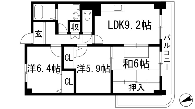 【間取り】 | グランヴェール萩原