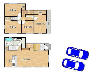 【間取り】 | 庭代台１丁　新築一戸建 | とりある４ＬＤＫ+２ＷＩＣ！子供部屋や趣味のお部屋も作れますね♪資料請求だけでもお気軽にお問い合わせください！
