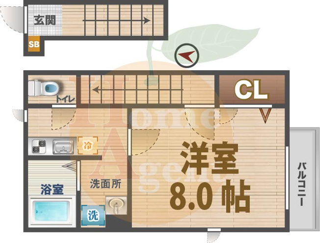 【間取り】 | セレッソ | 1Kのお部屋です。