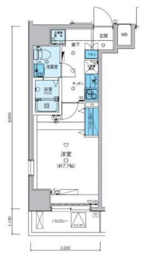 リヴシティ大森町の間取り|間取り 1K洋室7.7帖バストイレ別独立洗面台　Wi-Fi対応のインターネット無料