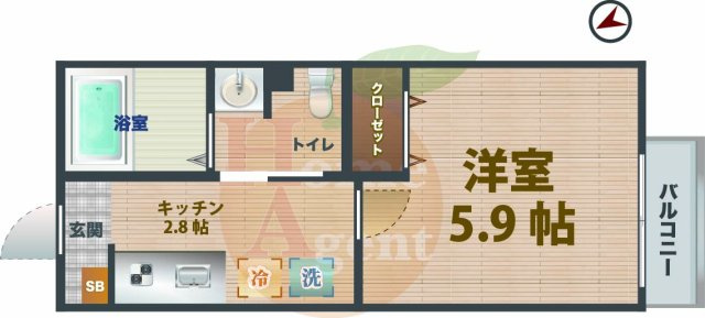 【間取り】 | リヴェール　フジ | 1Kのお部屋です。