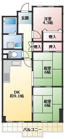 【間取り】 | サンマンション楠公
