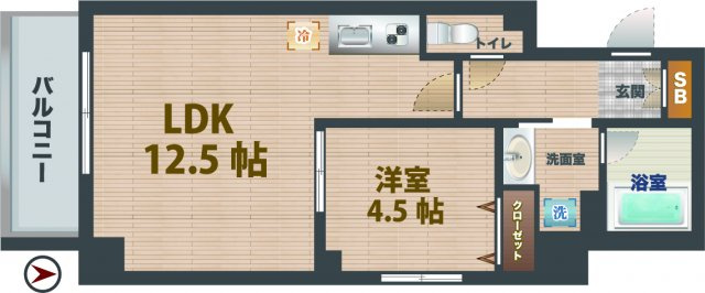 【間取り】 | レコルトヴィル高円寺 | 1LDKのお部屋です。