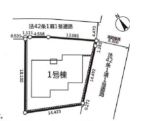 平塚市小鍋島　新築平屋戸建　全1棟1号棟の区画図