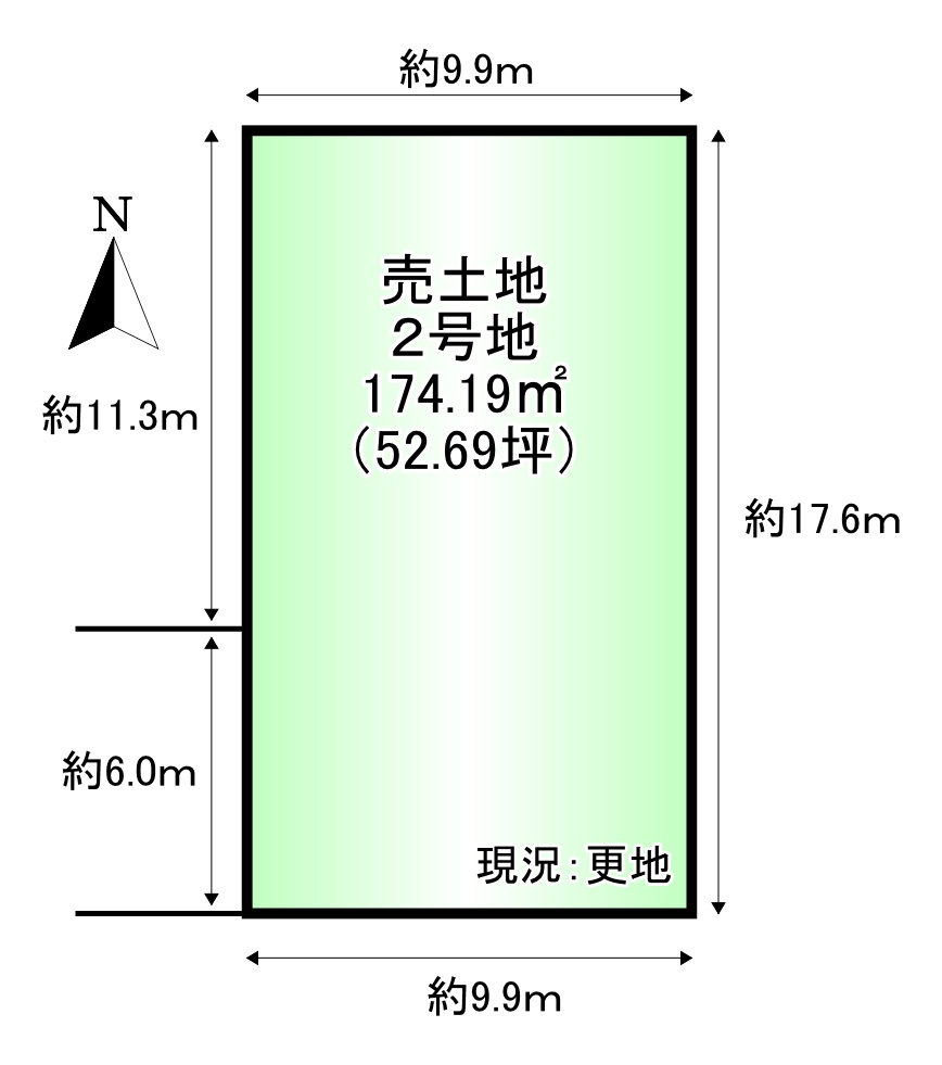 橿原市木原町　２号地　の土地図|土地面積：174.19㎡