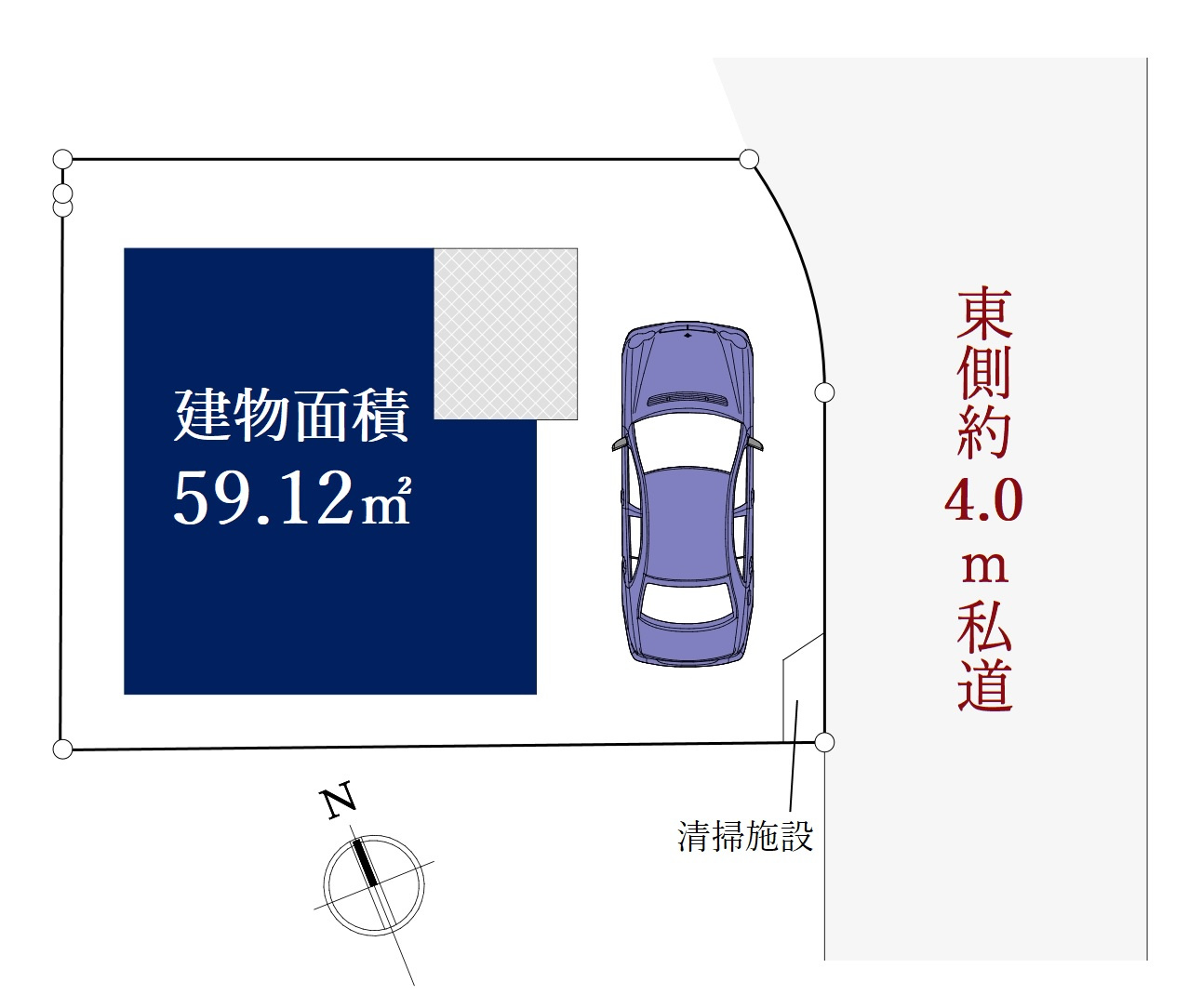 板橋区赤塚7丁目 限定1棟の区画図|土地面積76.84m2、建物面積59.12m2 、整形地